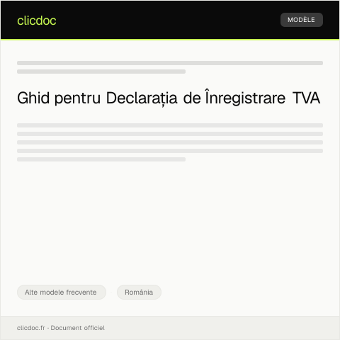 Document preview: Declarație pentru înregistrarea în scopuri de TVA — Alte modele frecvente, România